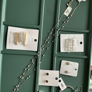 LOFT Silver Hair Clips with Rhinestones